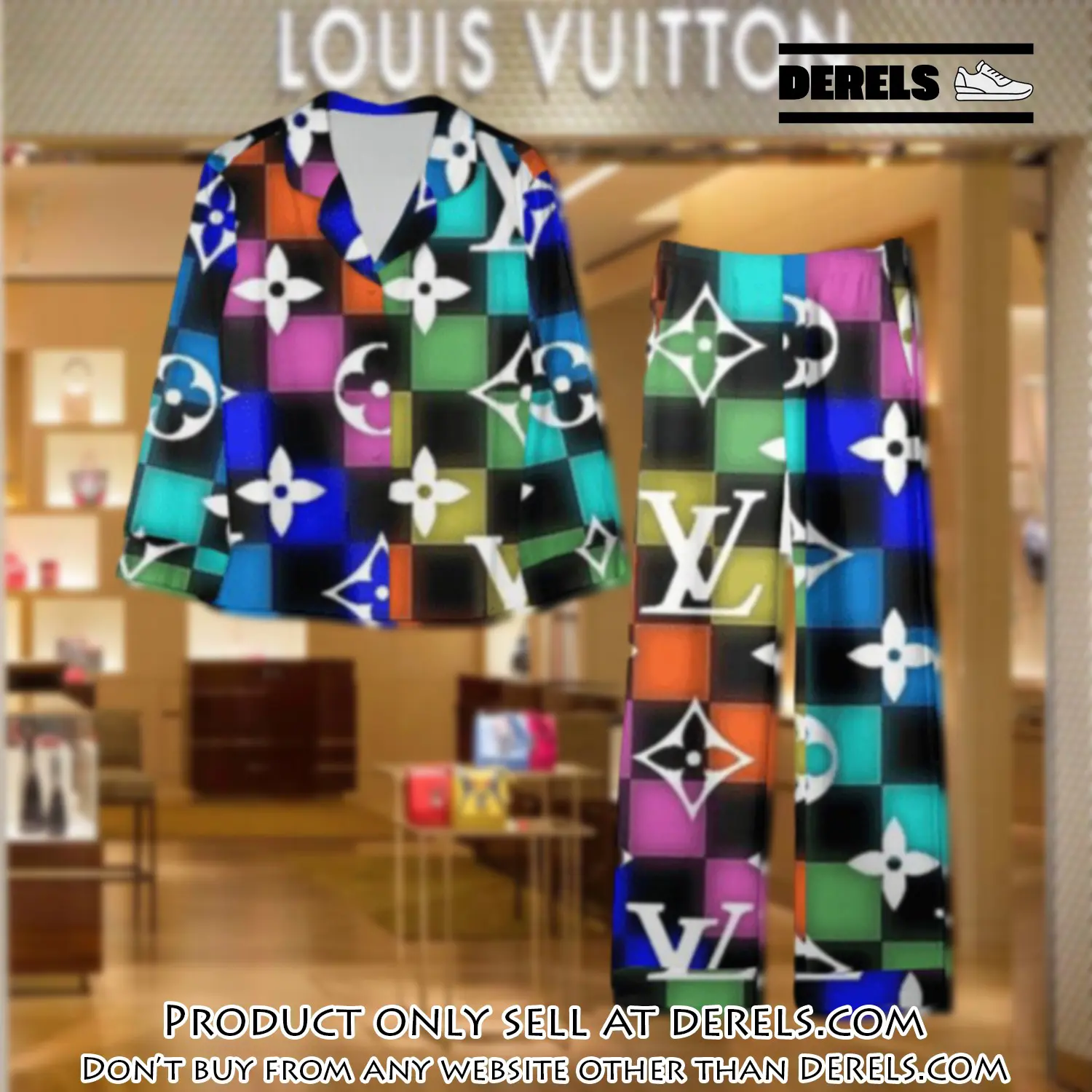 Trending luxury lv satin pajama set pjs1077 dr3421487